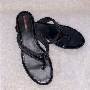 Prada Black Thong Sandal